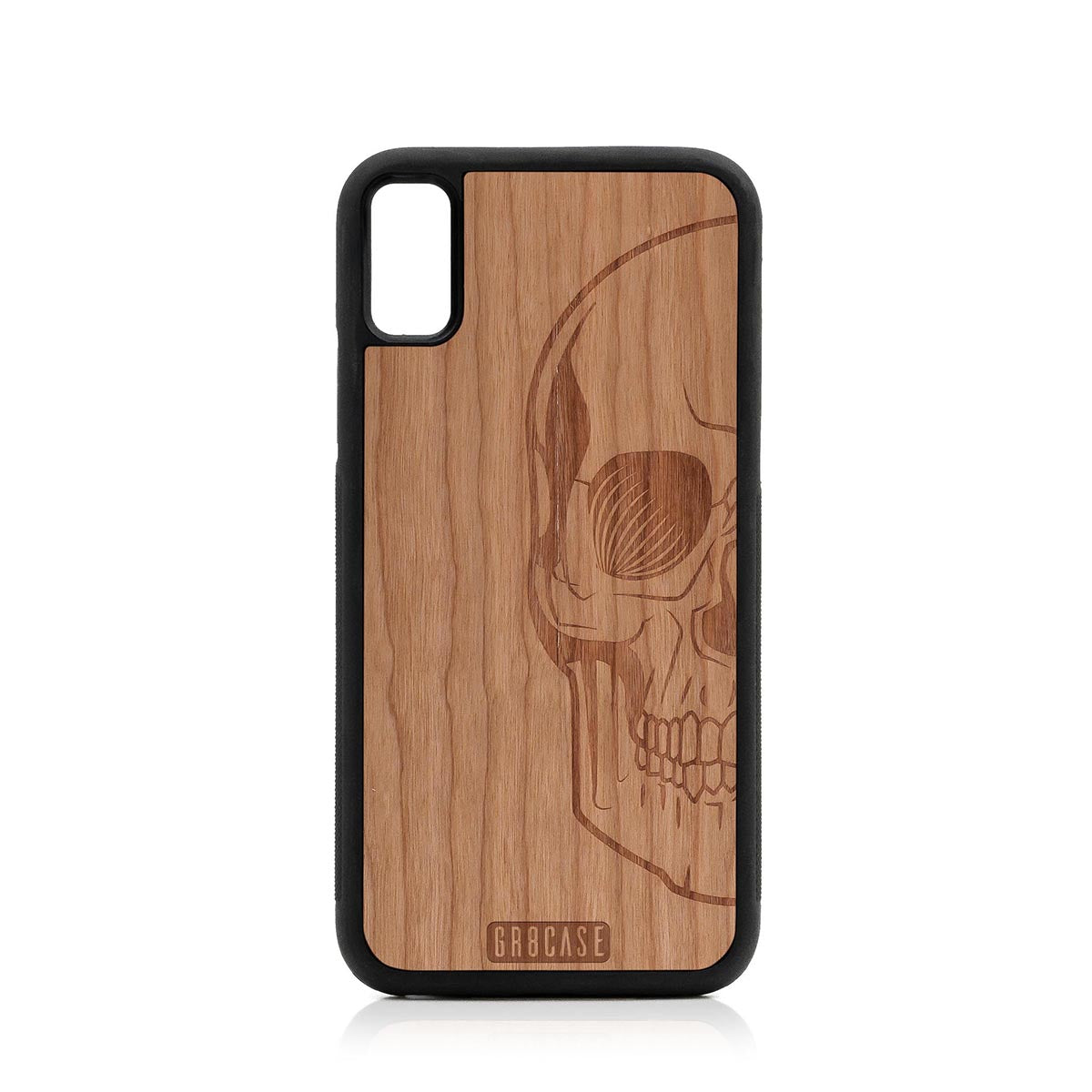 Half Skull Design Wood Case For iPhone XR by GR8CASE