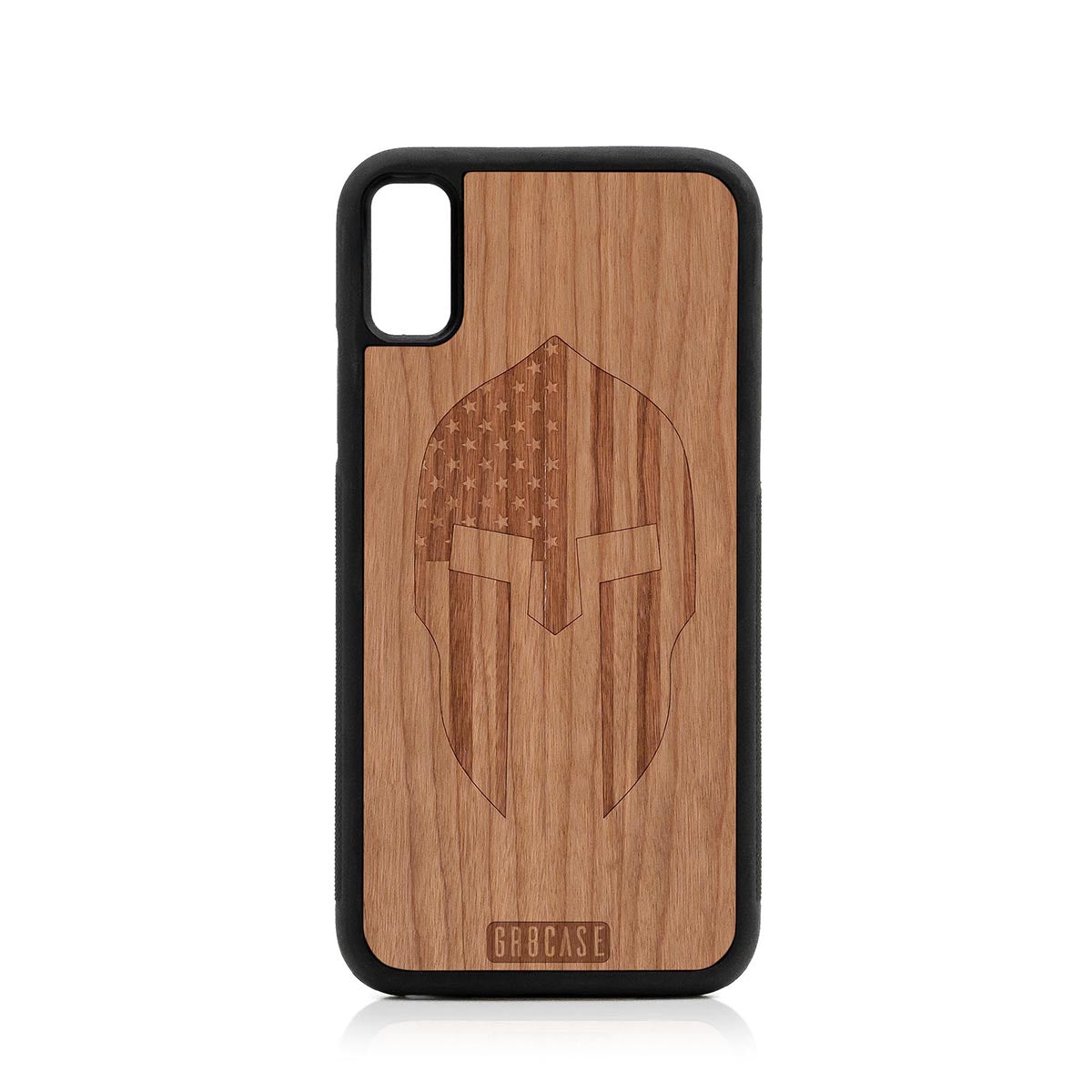 USA Spartan Helmet Design Wood Case For iPhone XS Max