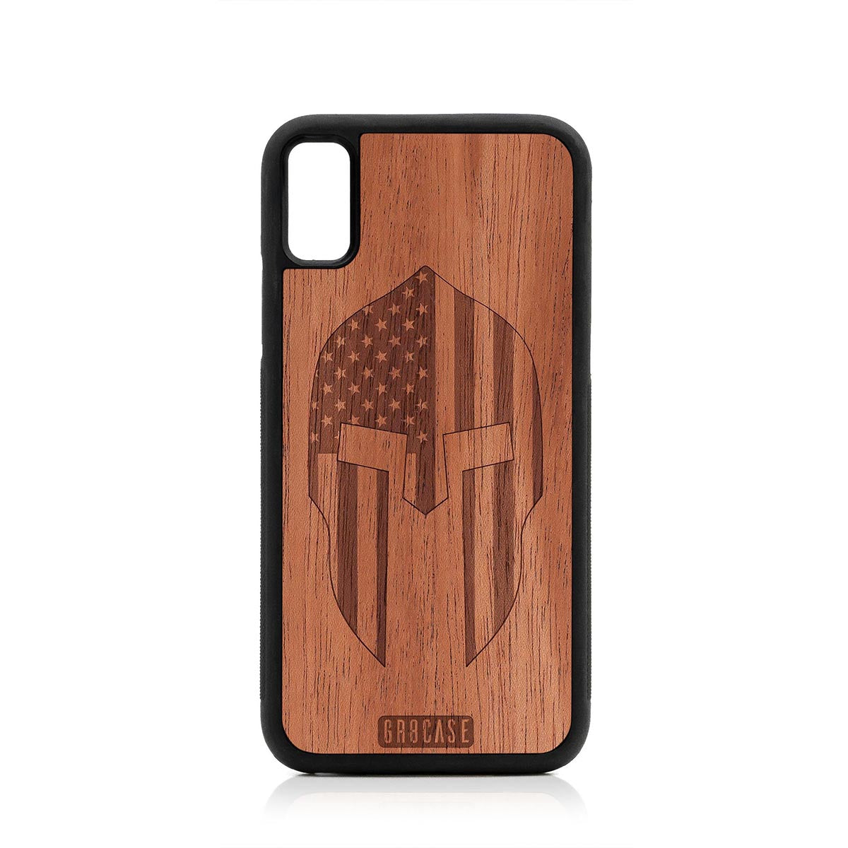 USA Spartan Helmet Design Wood Case For iPhone XS Max