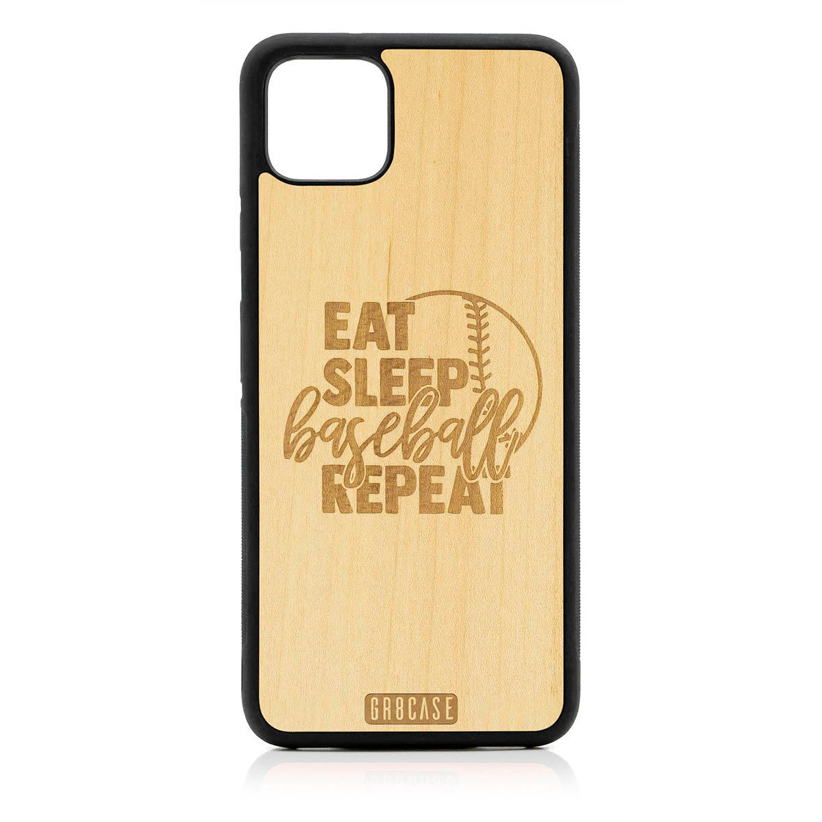 Eat Sleep Baseball Repeat Design Wood Case For Google Pixel 4XL