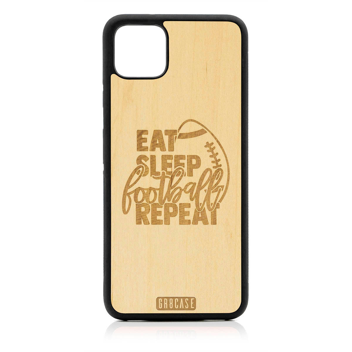 Eat Sleep Football Repeat Design Wood Case For Google Pixel 4XL