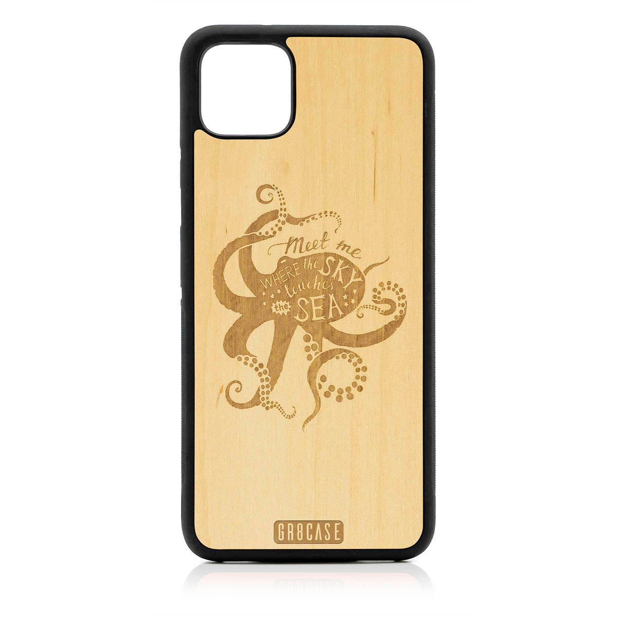 Meet Me Where The Sky Touches The Sea (Octopus) Design Wood Case For Google Pixel 4XL