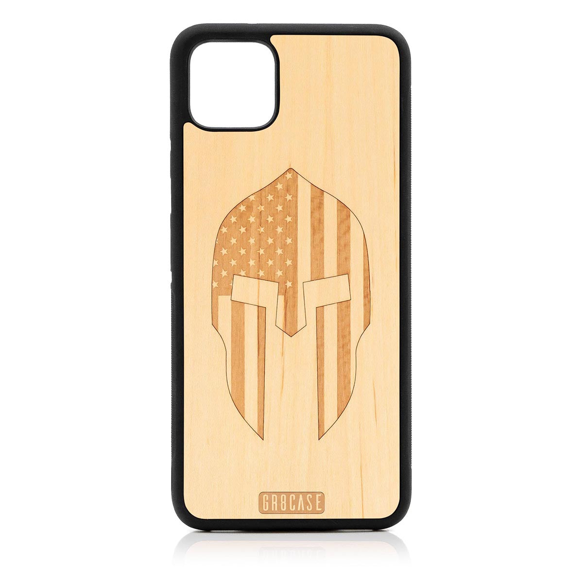 USA Spartan Helmet Design Wood Case Google Pixel 4XL