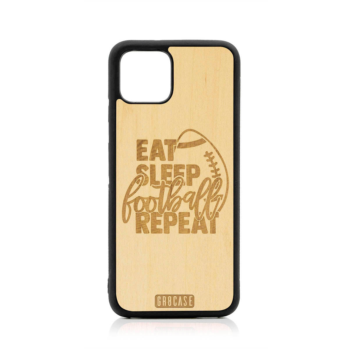 Eat Sleep Football Repeat Design Wood Case For Google Pixel 4