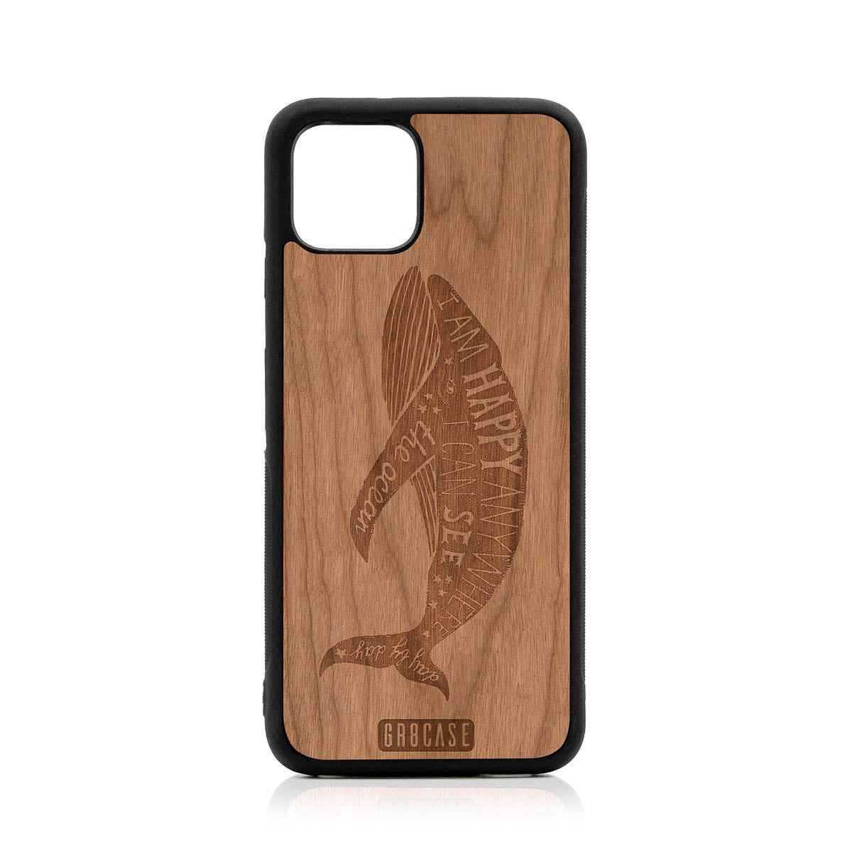 I'm Happy Anywhere I Can See The Ocean (Whale) Design Wood Case For Google Pixel 4