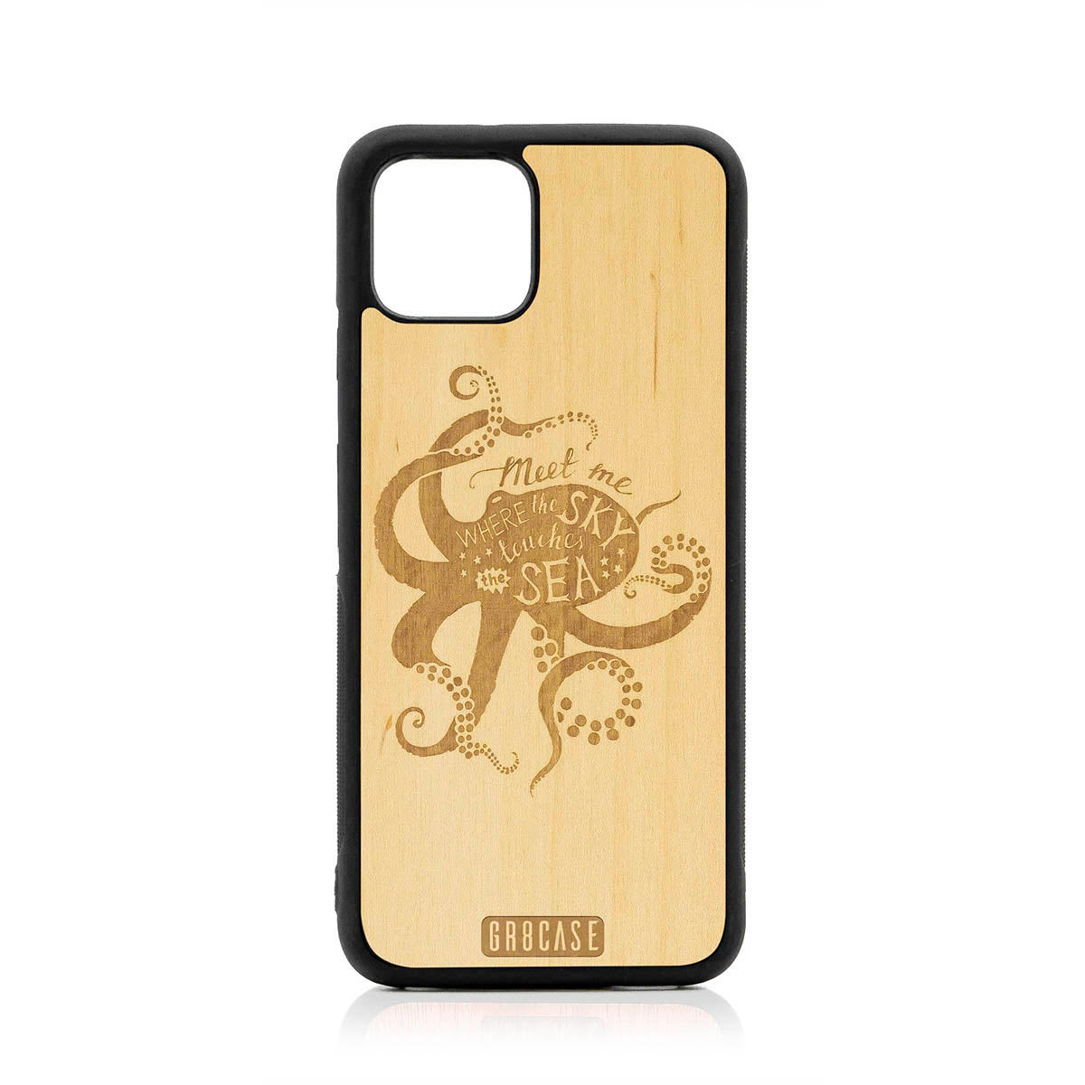 Meet Me Where The Sky Touches The Sea (Octopus) Design Wood Case For Google Pixel 4