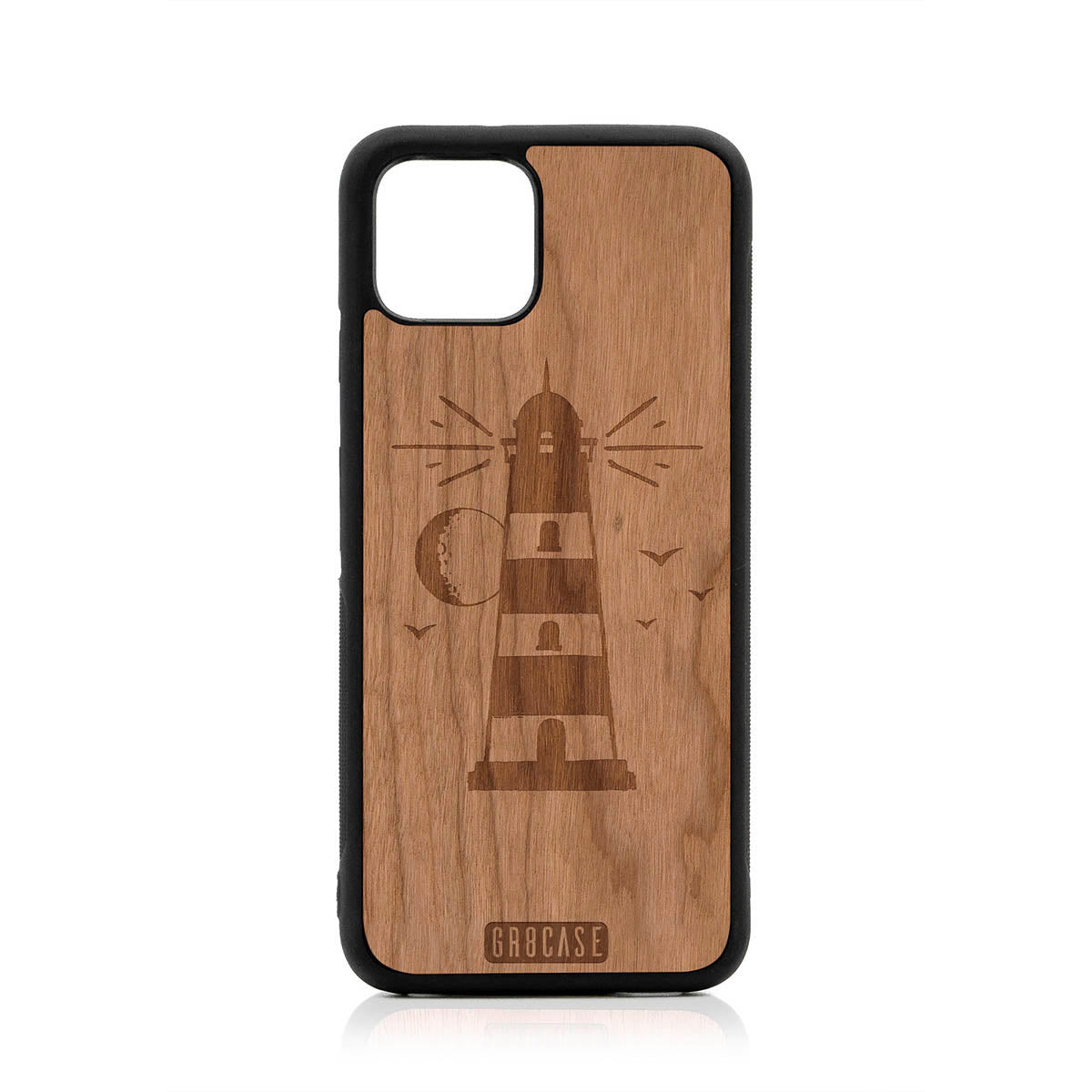 Midnight Lighthouse Design Wood Case For Google Pixel 4