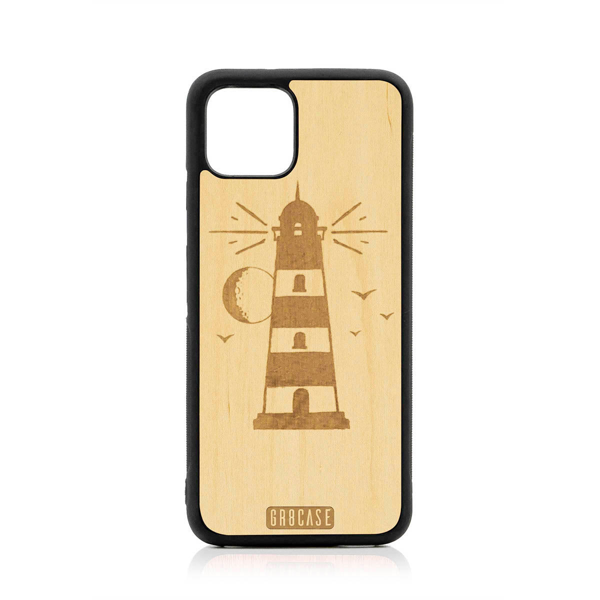 Midnight Lighthouse Design Wood Case For Google Pixel 4